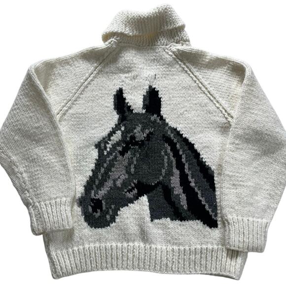 American Vintage Other - Vintage 60s 70s Cowichan Equestrian Cardigan Horse Sweater Western Rancher